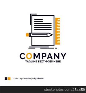Company Name Logo Design For Code, coding, file, programming, script. Purple and yellow Brand Name Design with place for Tagline. Creative Logo template for Small and Large Business.
