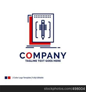 Company Name Logo Design For Code, edit, editor, language, program. Blue and red Brand Name Design with place for Tagline. Abstract Creative Logo template for Small and Large Business.