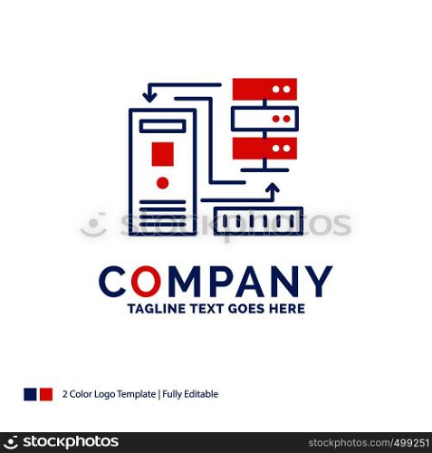 Company Name Logo Design For Combination, data, database, electronic, information. Blue and red Brand Name Design with place for Tagline. Abstract Creative Logo template for Small and Large Business.
