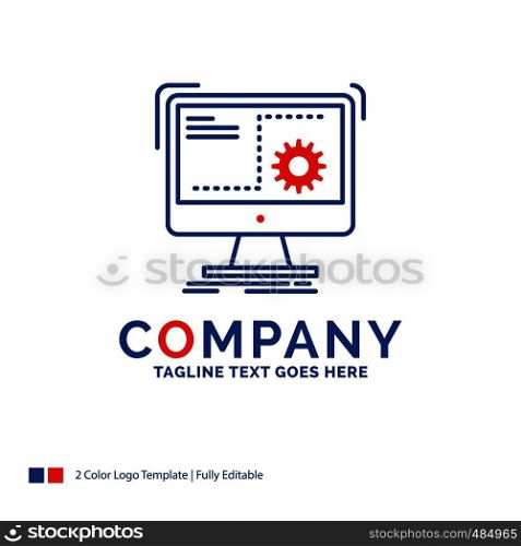 Company Name Logo Design For Command, computer, function, process, progress. Blue and red Brand Name Design with place for Tagline. Abstract Creative Logo template for Small and Large Business.