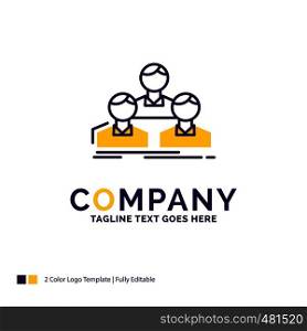 Company Name Logo Design For Company, employee, group, people, team. Purple and yellow Brand Name Design with place for Tagline. Creative Logo template for Small and Large Business.
