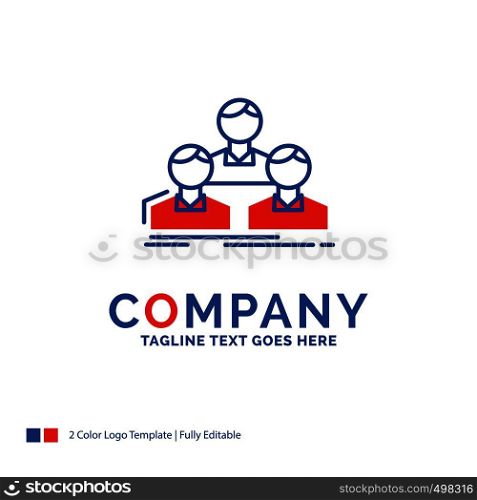 Company Name Logo Design For Company, employee, group, people, team. Blue and red Brand Name Design with place for Tagline. Abstract Creative Logo template for Small and Large Business.