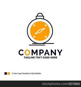 Company Name Logo Design For compass, direction, navigation, gps, location. Purple and yellow Brand Name Design with place for Tagline. Creative Logo template for Small and Large Business.