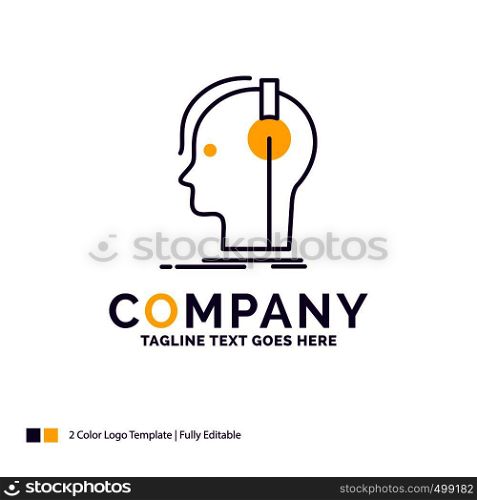 Company Name Logo Design For composer, headphones, musician, producer, sound. Purple and yellow Brand Name Design with place for Tagline. Creative Logo template for Small and Large Business.