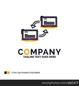 Company Name Logo Design For Computer, connection, link, network, sync. Purple and yellow Brand Name Design with place for Tagline. Creative Logo template for Small and Large Business.