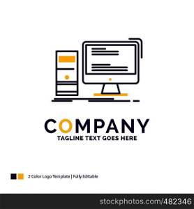Company Name Logo Design For Computer, desktop, gaming, pc, personal. Purple and yellow Brand Name Design with place for Tagline. Creative Logo template for Small and Large Business.