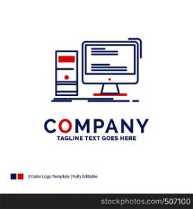 Company Name Logo Design For Computer, desktop, gaming, pc, personal. Blue and red Brand Name Design with place for Tagline. Abstract Creative Logo template for Small and Large Business.