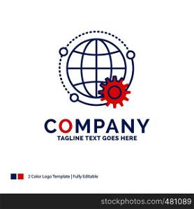 Company Name Logo Design For connected, online, world, globe, multiplayer. Blue and red Brand Name Design with place for Tagline. Abstract Creative Logo template for Small and Large Business.