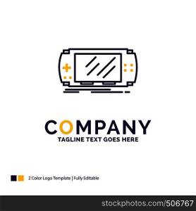 Company Name Logo Design For Console, device, game, gaming, psp. Purple and yellow Brand Name Design with place for Tagline. Creative Logo template for Small and Large Business.