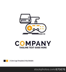 Company Name Logo Design For Console, game, gaming, playstation, play. Purple and yellow Brand Name Design with place for Tagline. Creative Logo template for Small and Large Business.