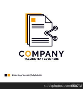 Company Name Logo Design For content, files, sharing, share, document. Purple and yellow Brand Name Design with place for Tagline. Creative Logo template for Small and Large Business.