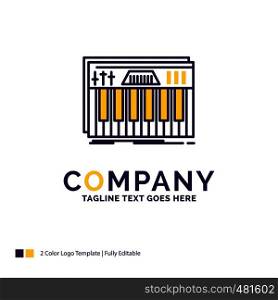 Company Name Logo Design For Controller, keyboard, keys, midi, sound. Purple and yellow Brand Name Design with place for Tagline. Creative Logo template for Small and Large Business.