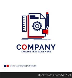 Company Name Logo Design For Creative, design, develop, feedback, support. Blue and red Brand Name Design with place for Tagline. Abstract Creative Logo template for Small and Large Business.