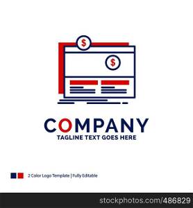 Company Name Logo Design For Crowdfunding, funding, fundraising, platform, website. Blue and red Brand Name Design with place for Tagline. Abstract Creative Logo template for Small and Large Business.