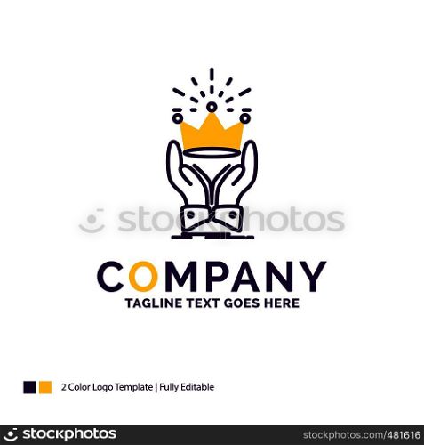 Company Name Logo Design For Crown, honor, king, market, royal. Purple and yellow Brand Name Design with place for Tagline. Creative Logo template for Small and Large Business.