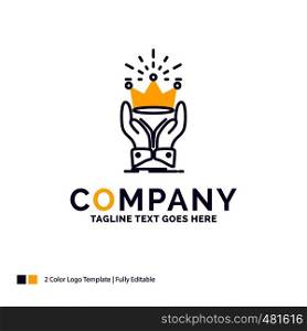 Company Name Logo Design For Crown, honor, king, market, royal. Purple and yellow Brand Name Design with place for Tagline. Creative Logo template for Small and Large Business.