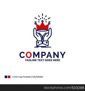 Company Name Logo Design For Crown, honor, king, market, royal. Blue and red Brand Name Design with place for Tagline. Abstract Creative Logo template for Small and Large Business.
