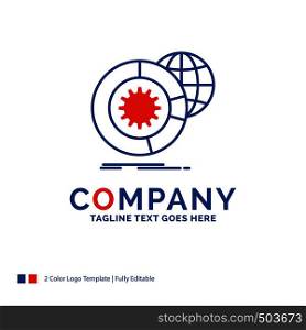 Company Name Logo Design For data, big data, analysis, globe, services. Blue and red Brand Name Design with place for Tagline. Abstract Creative Logo template for Small and Large Business.