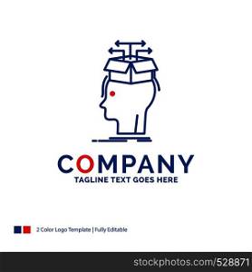 Company Name Logo Design For Data, extraction, head, knowledge, sharing. Blue and red Brand Name Design with place for Tagline. Abstract Creative Logo template for Small and Large Business.