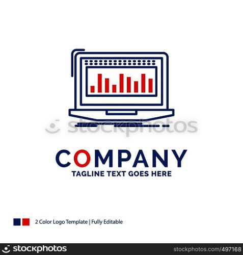 Company Name Logo Design For Data, financial, index, monitoring, stock. Blue and red Brand Name Design with place for Tagline. Abstract Creative Logo template for Small and Large Business.