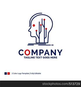 Company Name Logo Design For Data, head, human, knowledge, network. Blue and red Brand Name Design with place for Tagline. Abstract Creative Logo template for Small and Large Business.