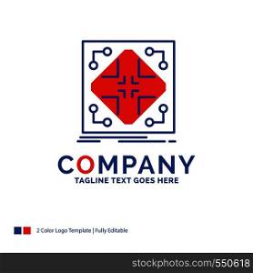 Company Name Logo Design For Data, infrastructure, network, matrix, grid. Blue and red Brand Name Design with place for Tagline. Abstract Creative Logo template for Small and Large Business.