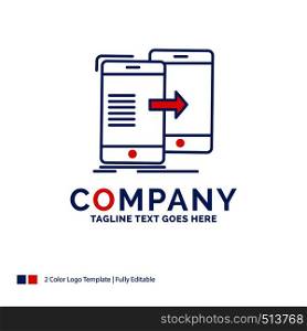 Company Name Logo Design For data, Sharing, sync, synchronization, syncing. Blue and red Brand Name Design with place for Tagline. Abstract Creative Logo template for Small and Large Business.