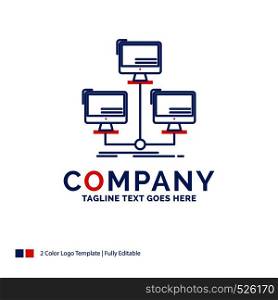 Company Name Logo Design For database, distributed, connection, network, computer. Blue and red Brand Name Design with place for Tagline. Abstract Creative Logo template for Small and Large Business.