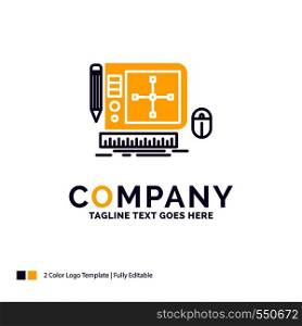 Company Name Logo Design For design, Graphic, Tool, Software, web Designing. Purple and yellow Brand Name Design with place for Tagline. Creative Logo template for Small and Large Business.