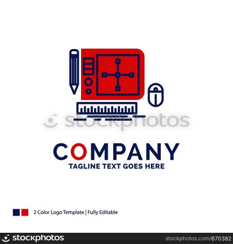 Company Name Logo Design For design, Graphic, Tool, Software, web Designing. Blue and red Brand Name Design with place for Tagline. Abstract Creative Logo template for Small and Large Business.
