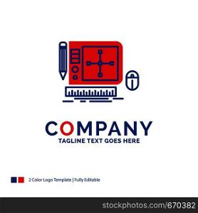 Company Name Logo Design For design, Graphic, Tool, Software, web Designing. Blue and red Brand Name Design with place for Tagline. Abstract Creative Logo template for Small and Large Business.