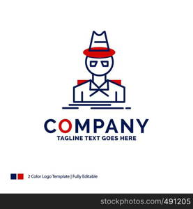 Company Name Logo Design For Detective, hacker, incognito, spy, thief. Blue and red Brand Name Design with place for Tagline. Abstract Creative Logo template for Small and Large Business.