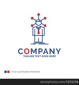 Company Name Logo Design For development, human, network, personality, self. Blue and red Brand Name Design with place for Tagline. Abstract Creative Logo template for Small and Large Business.