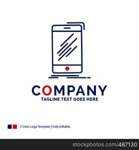 Company Name Logo Design For Device, mobile, phone, smartphone, telephone. Blue and red Brand Name Design with place for Tagline. Abstract Creative Logo template for Small and Large Business.