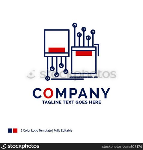 Company Name Logo Design For digital, fiber, electronic, lane, cable. Blue and red Brand Name Design with place for Tagline. Abstract Creative Logo template for Small and Large Business.