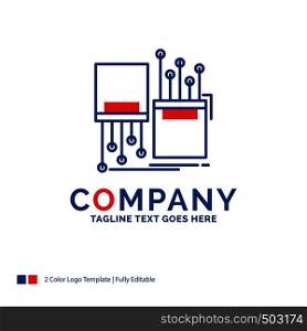 Company Name Logo Design For digital, fiber, electronic, lane, cable. Blue and red Brand Name Design with place for Tagline. Abstract Creative Logo template for Small and Large Business.