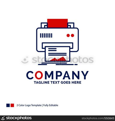 Company Name Logo Design For Digital, printer, printing, hardware, paper. Blue and red Brand Name Design with place for Tagline. Abstract Creative Logo template for Small and Large Business.