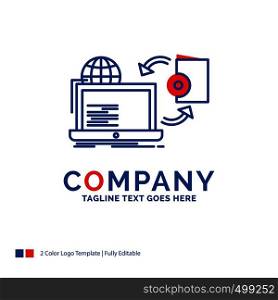 Company Name Logo Design For Disc, online, game, publish, publishing. Blue and red Brand Name Design with place for Tagline. Abstract Creative Logo template for Small and Large Business.