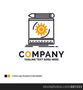Company Name Logo Design For Draft, engineering, process, prototype, prototyping. Purple and yellow Brand Name Design with place for Tagline. Creative Logo template for Small and Large Business.