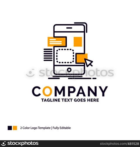 Company Name Logo Design For drag, mobile, design, ui, ux. Purple and yellow Brand Name Design with place for Tagline. Creative Logo template for Small and Large Business.