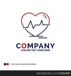 Company Name Logo Design For ecg, heart, heartbeat, pulse, beat. Blue and red Brand Name Design with place for Tagline. Abstract Creative Logo template for Small and Large Business.