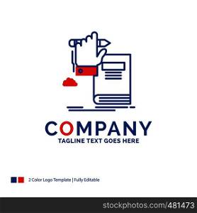 Company Name Logo Design For education, knowledge, learning, progress, growth. Blue and red Brand Name Design with place for Tagline. Abstract Creative Logo template for Small and Large Business.