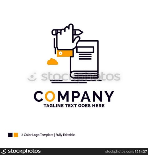 Company Name Logo Design For education, knowledge, learning, progress, growth. Purple and yellow Brand Name Design with place for Tagline. Creative Logo template for Small and Large Business.