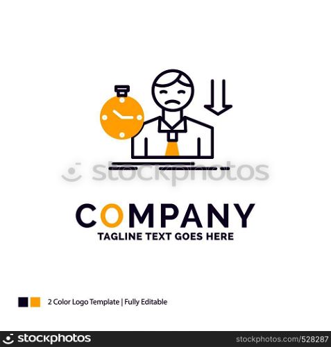 Company Name Logo Design For failure, fail, sad, depression, time. Purple and yellow Brand Name Design with place for Tagline. Creative Logo template for Small and Large Business.
