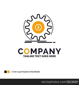 Company Name Logo Design For Finance, flow, income, making, money. Purple and yellow Brand Name Design with place for Tagline. Creative Logo template for Small and Large Business.