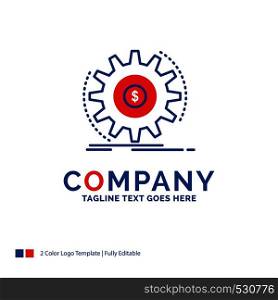 Company Name Logo Design For Finance, flow, income, making, money. Blue and red Brand Name Design with place for Tagline. Abstract Creative Logo template for Small and Large Business.