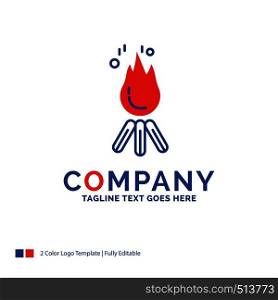Company Name Logo Design For fire, flame, bonfire, camping, camp. Blue and red Brand Name Design with place for Tagline. Abstract Creative Logo template for Small and Large Business.