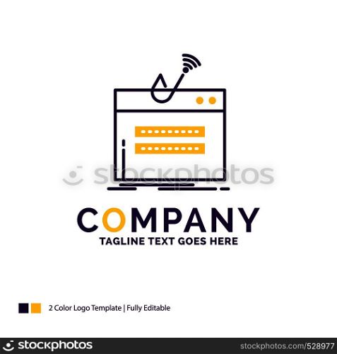 Company Name Logo Design For fraud, internet, login, password, theft. Purple and yellow Brand Name Design with place for Tagline. Creative Logo template for Small and Large Business.