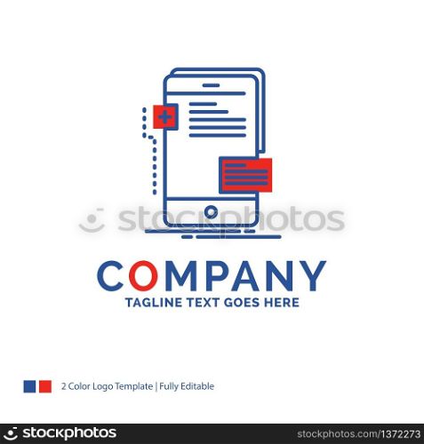 Company Name Logo Design For frontend, interface, mobile, phone, developer. Blue and red Brand Name Design with place for Tagline. Abstract Creative Logo template for Small and Large Business.