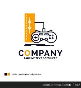 Company Name Logo Design For game, gamepad, joystick, play, playstation. Purple and yellow Brand Name Design with place for Tagline. Creative Logo template for Small and Large Business.